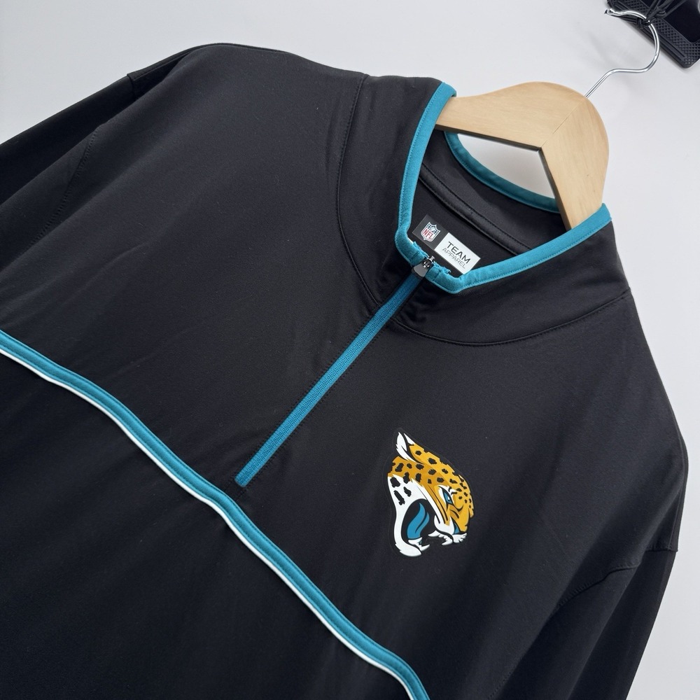 NFL Team Apparel Jacksonville Jaguars 1/4 Zip Pullover Mens 2XL Black Teal NWOT